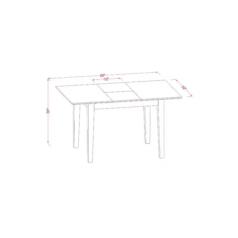 5 Piece Dining Table Set for 4, Rectangle Kitchen Table with Butterfly Leaf and 4 Chairs, Mahogany Finish, 32x60 Inch