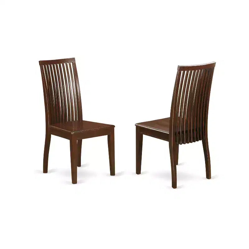 5 Piece Dinette Set - Round Table & 4 Chairs - Wood Seat - Mahogany Finish - HomeStock