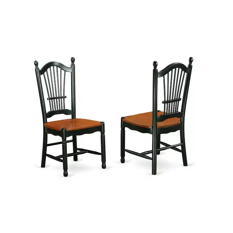 5-Piece Black and Cherry Finish Solid Wood Top - Dining Room Set - Seats 4