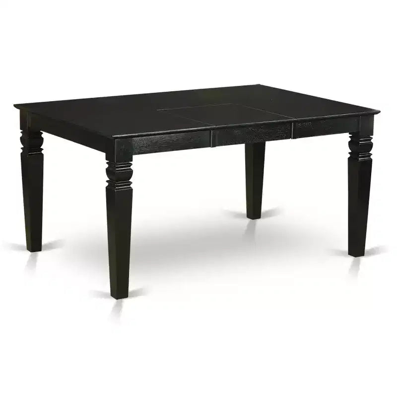 HomeStock 7-Piece Rectangle Black Finish Solid Wood Top Dining Table with 6 Parson-Chairs