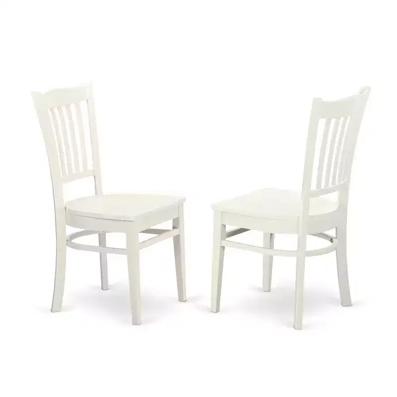 HomeStock 5-Pc Linen White Finish Solid Wood Top - Dining Room Set - Seats-4