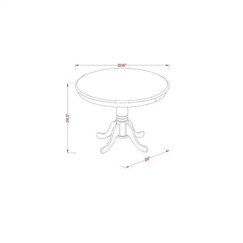 HomeStock 5-Piece Round Linen White Finish Solid Wood Top Dining Table with 4 Parson Chair