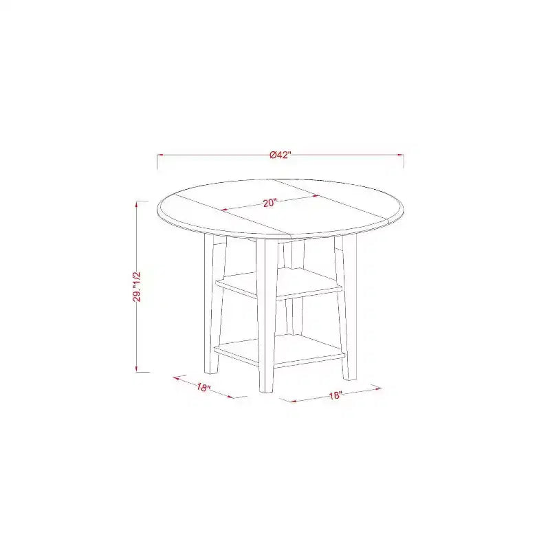 HomeStock 5-Pc Linen White Finish Solid Wood Top - Round Dining Room Set - Seats-4