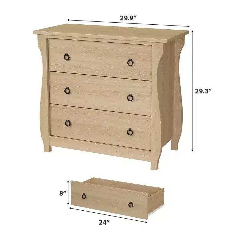 COZONY 3-Drawer Wooden Dresser with Metal Handles, Modern Storage Cabinet for Bedroom Living Room Entryway