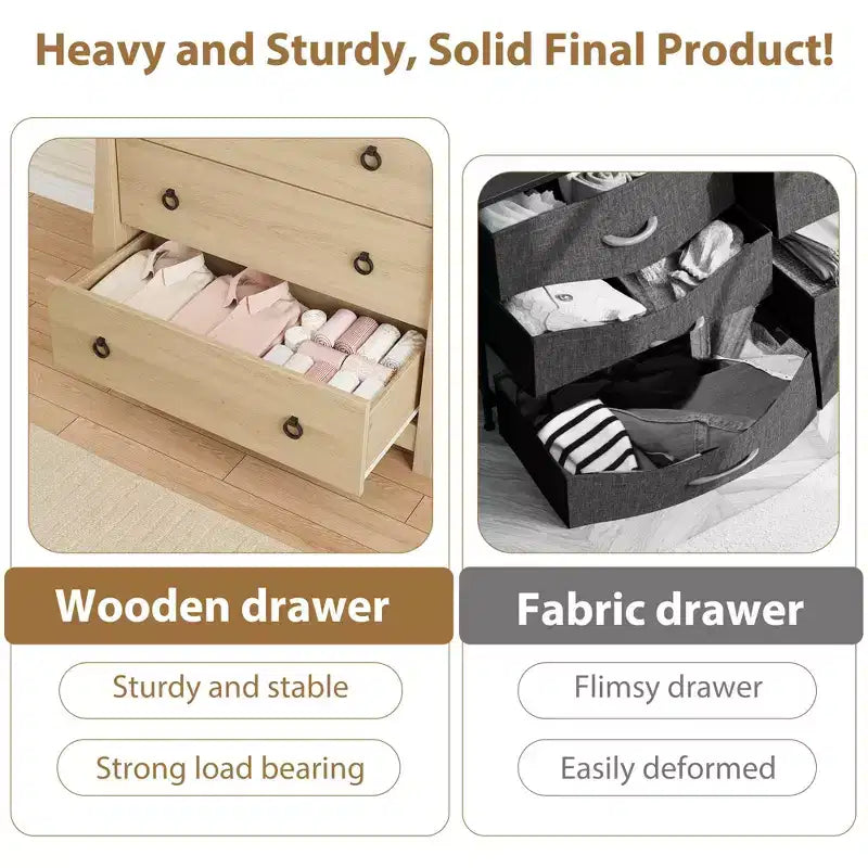 COZONY 3-Drawer Wooden Dresser with Metal Handles, Modern Storage Cabinet for Bedroom Living Room Entryway