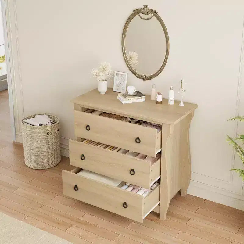 COZONY 3-Drawer Wooden Dresser with Metal Handles, Modern Storage Cabinet for Bedroom Living Room Entryway