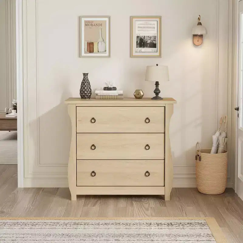 COZONY 3-Drawer Wooden Dresser with Metal Handles, Modern Storage Cabinet for Bedroom Living Room Entryway