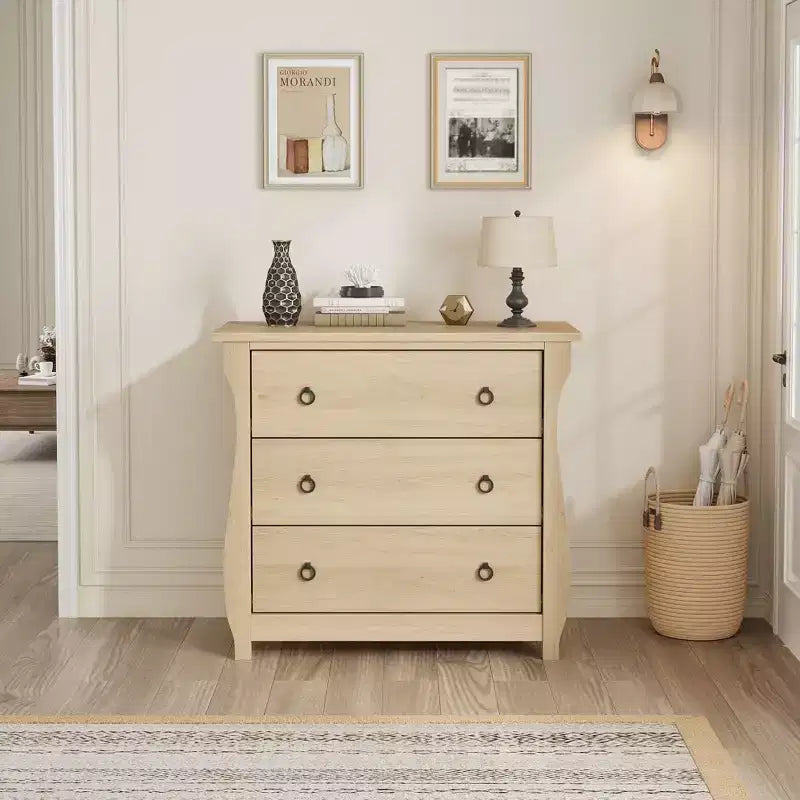 COZONY 3-Drawer Wooden Dresser with Metal Handles, Modern Storage Cabinet for Bedroom Living Room Entryway