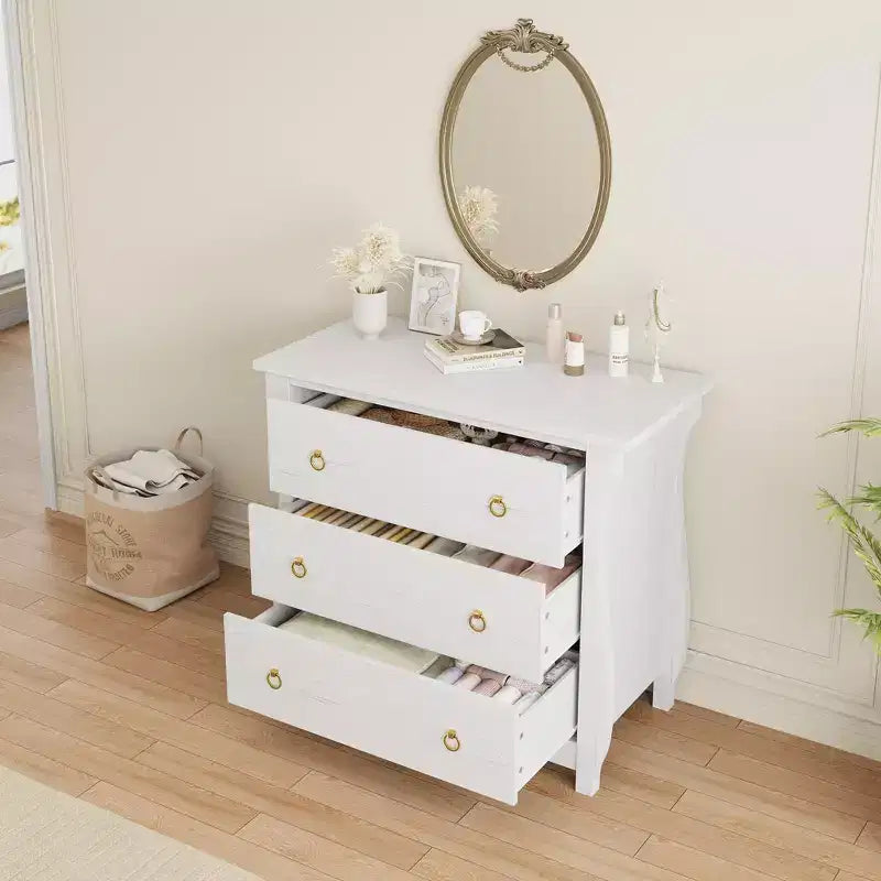 COZONY 3-Drawer Wooden Dresser with Metal Handles, Modern Storage Cabinet for Bedroom Living Room Entryway