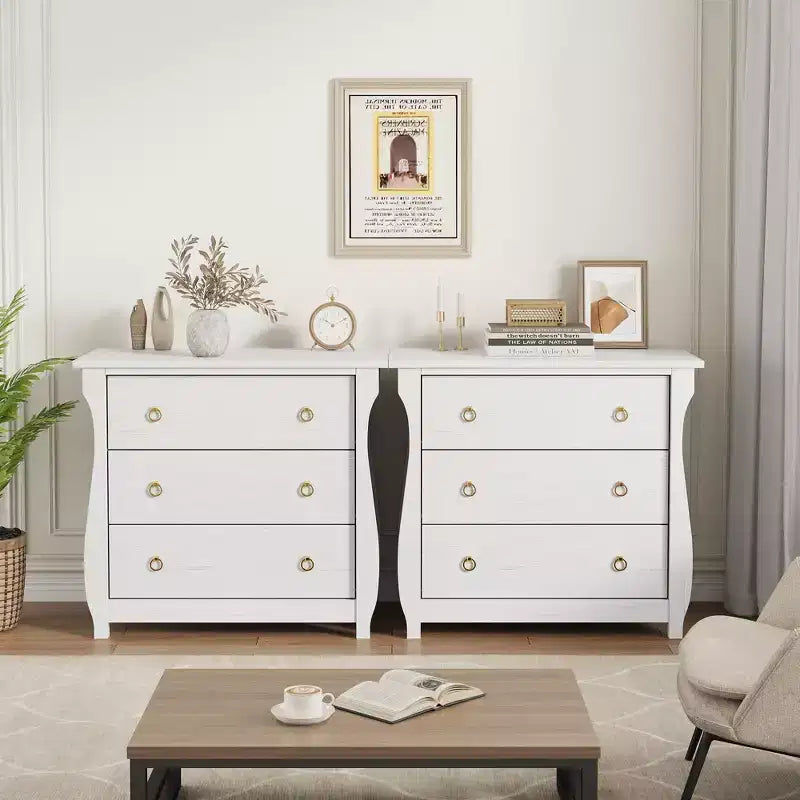 COZONY 3-Drawer Wooden Dresser with Metal Handles, Modern Storage Cabinet for Bedroom Living Room Entryway