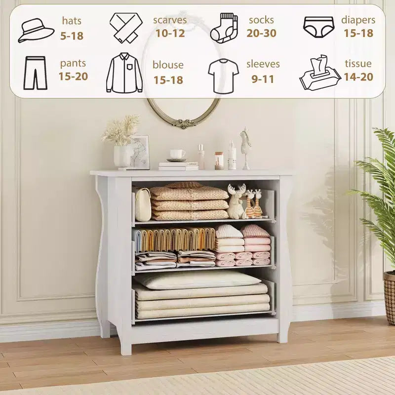 COZONY 3-Drawer Wooden Dresser with Metal Handles, Modern Storage Cabinet for Bedroom Living Room Entryway