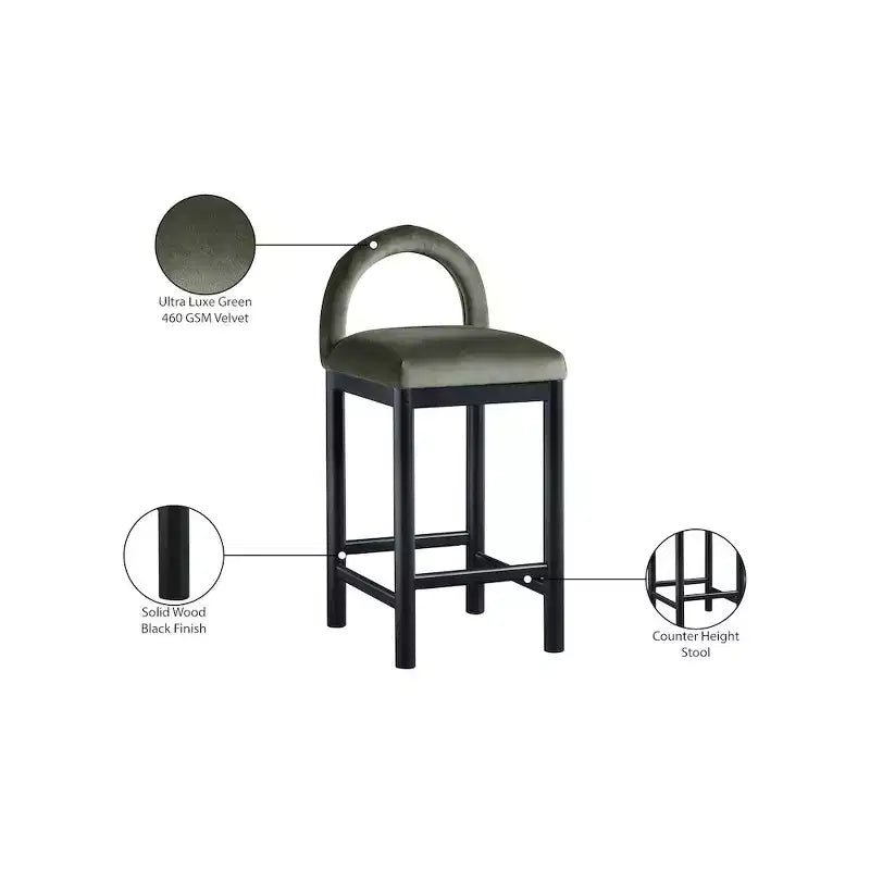 Meridian Furniture,Conrad Velvet Counter Stool
