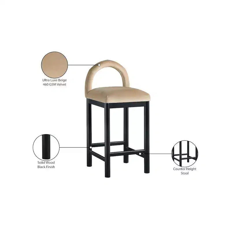 Meridian Furniture,Conrad Velvet Counter Stool
