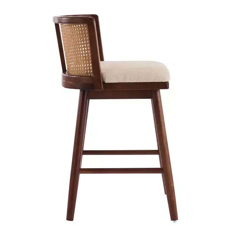 Christopher Knight Home Nilo Modern Woven Rattan Rubberwood Upholstered Counter Stools with Rattan Curved Backrest (Set of 4)
