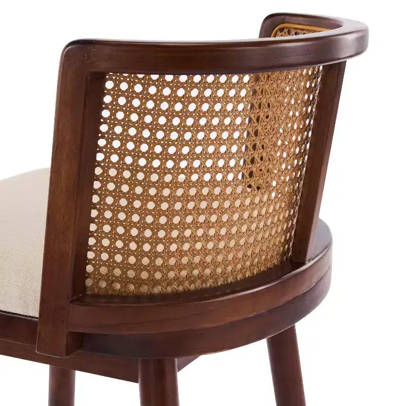 Christopher Knight Home Nilo Modern Woven Rattan Rubberwood Upholstered Counter Stools with Rattan Curved Backrest (Set of 4)