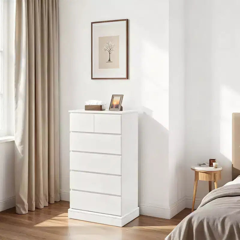 GDFStudio Miri Modern 40H Wooden Tall Dresser with Concealed Handles and 6 Drawers