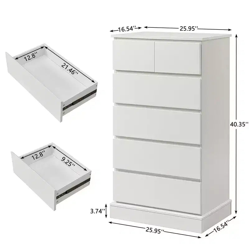 GDFStudio Miri Modern 40H Wooden Tall Dresser with Concealed Handles and 6 Drawers