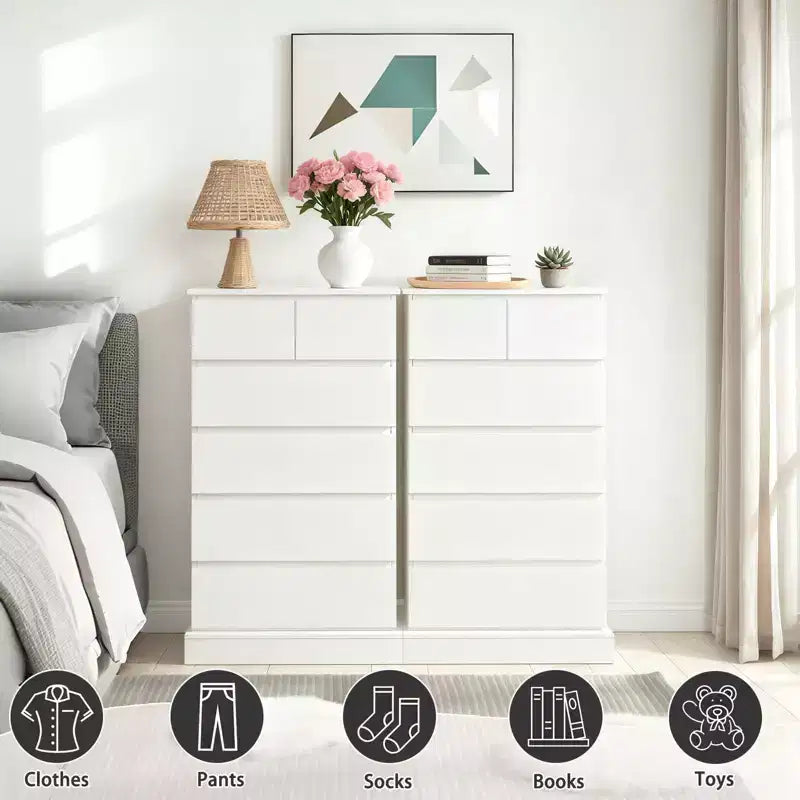 GDFStudio Miri Modern 40H Wooden Tall Dresser with Concealed Handles and 6 Drawers