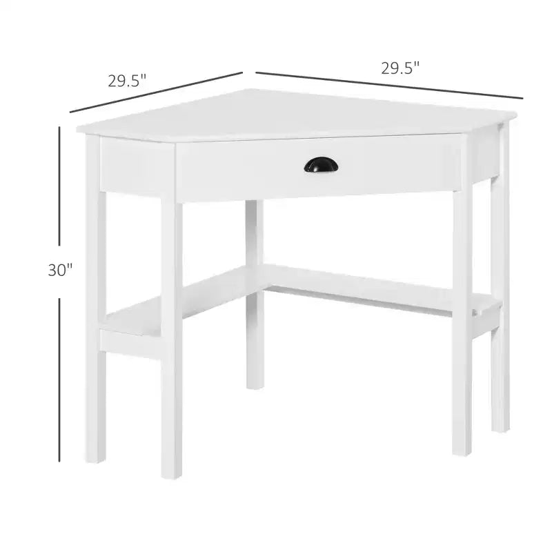 Corner Desk, Triangle Computer Desk with Drawer and Storage Shelves for Small Spaces, Home Office Workstation for Living Room, or Bedroom