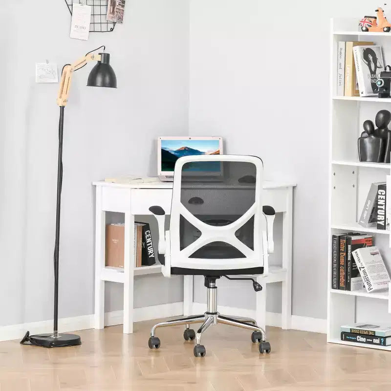 Corner Desk, Triangle Computer Desk with Drawer and Storage Shelves for Small Spaces, Home Office Workstation for Living Room, or Bedroom