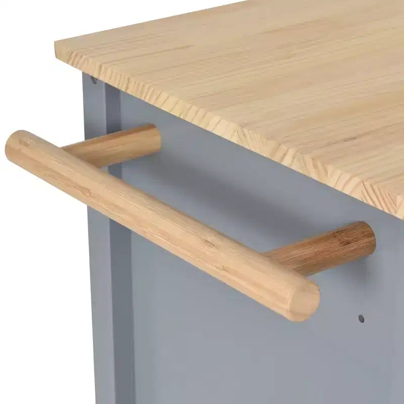 PexFix 54.3 Inch Kitchen Island Cart with Solid Wood Top and Locking Wheels 4 Door Cabinet and Two Drawers & Spice Rack & Towel Rack Blue