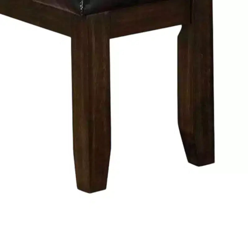 Royal Hampton Upholstered Tufted Wooden Bench with Chamfered Legs, Brown