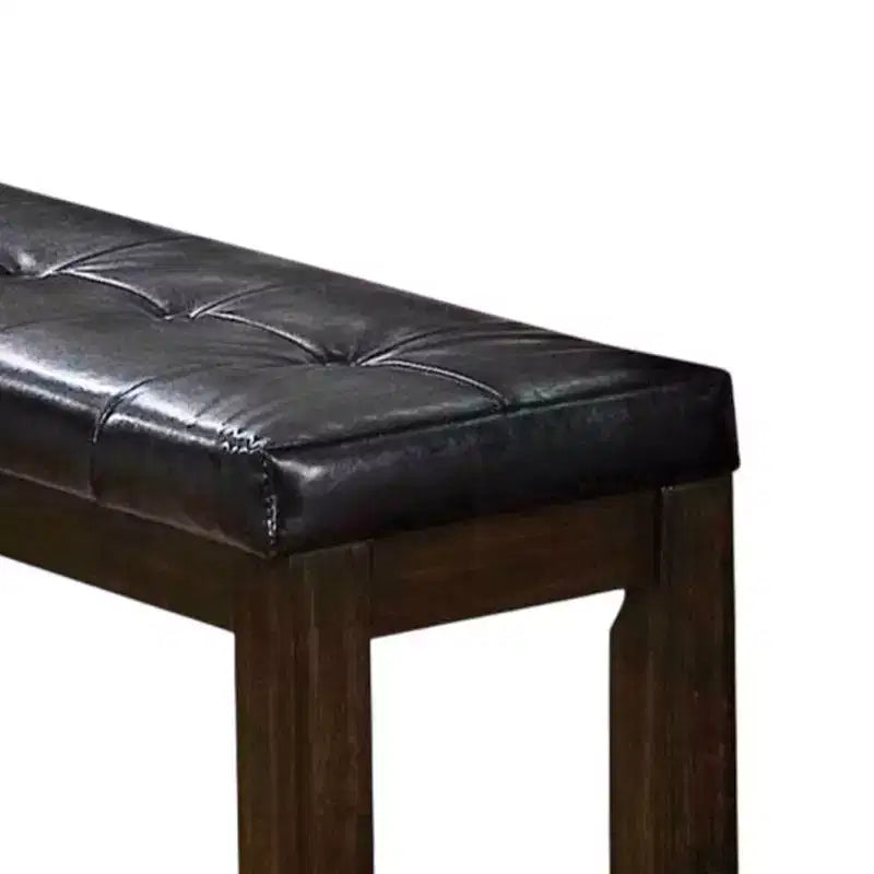 Royal Hampton Upholstered Tufted Wooden Bench with Chamfered Legs, Brown