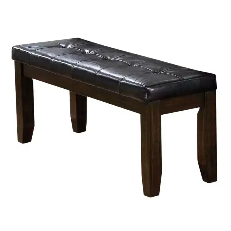 Royal Hampton Upholstered Tufted Wooden Bench with Chamfered Legs, Brown