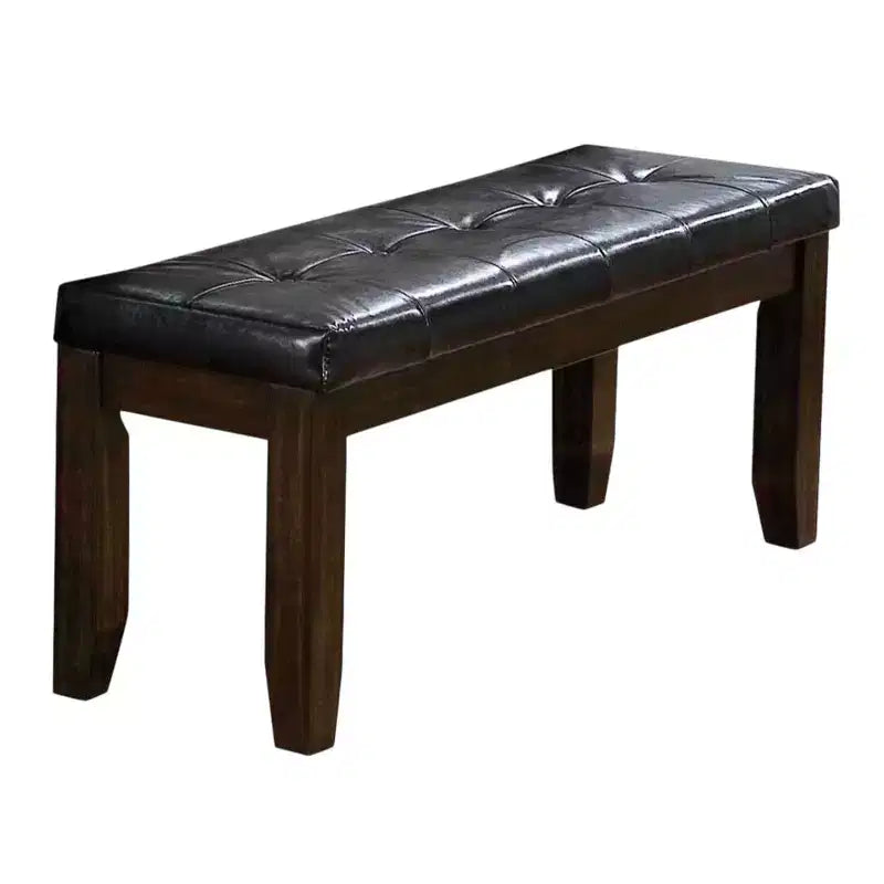 Royal Hampton Upholstered Tufted Wooden Bench with Chamfered Legs, Brown