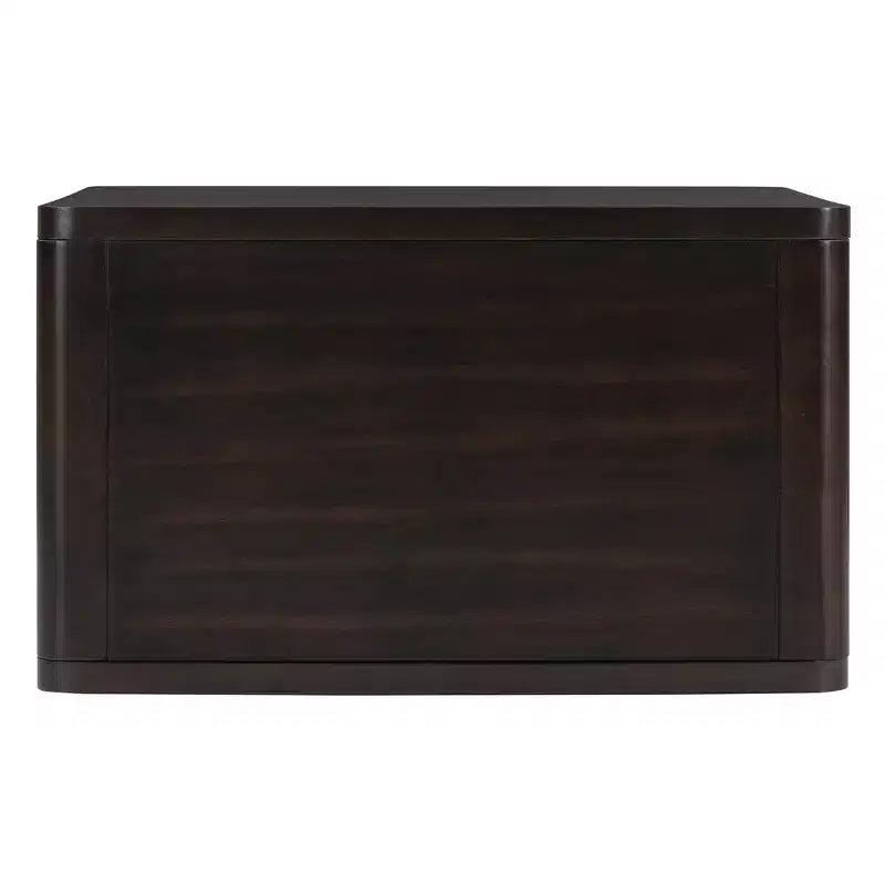 Wood Square Coffee Table with Storage, 2 Tier Center Table, End Table with Half Open Storage Compartment for Living Room