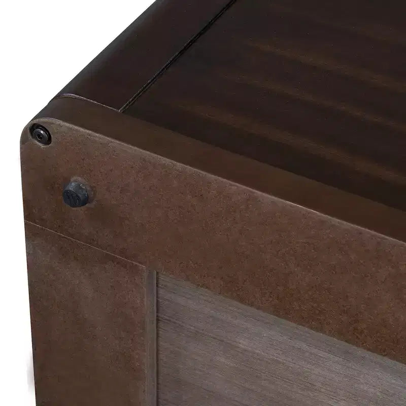 Wood Square Coffee Table with Storage, 2 Tier Center Table, End Table with Half Open Storage Compartment for Living Room