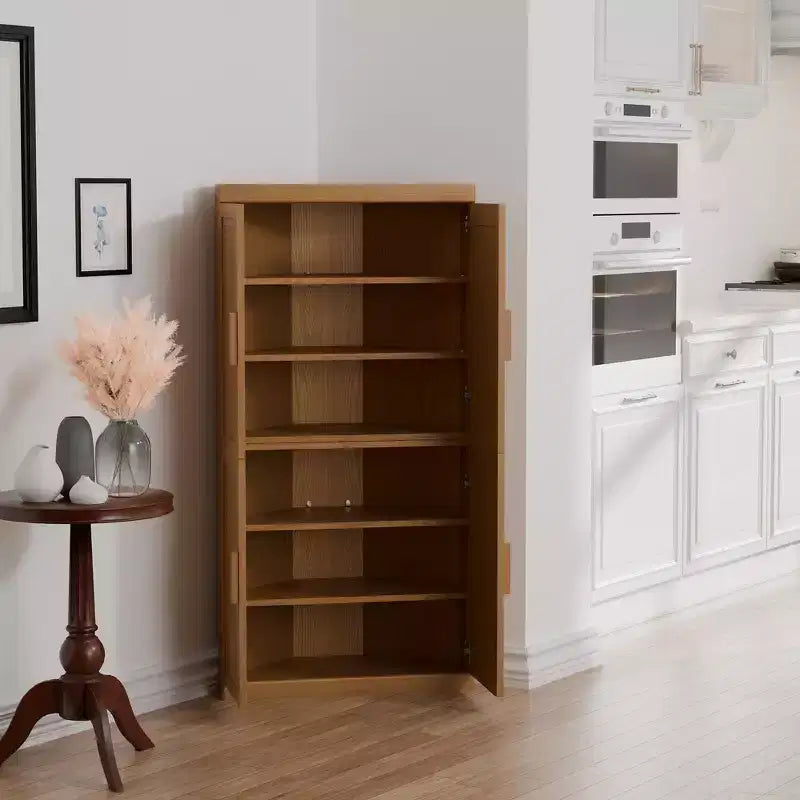 MAYEERTY Modern Solid Wood 4 Doors Corner Storage Cabinet Efficient Storage for Home Cornei Libing Room Beige 2 Piece