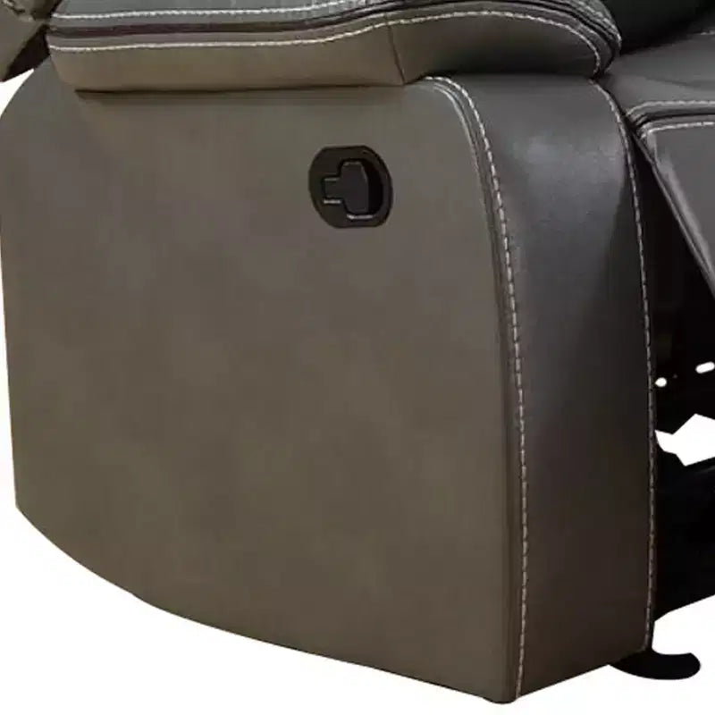 Royal Hampton 37 Inches Leatherette Glider Recliner with Pillow Arms, Gray