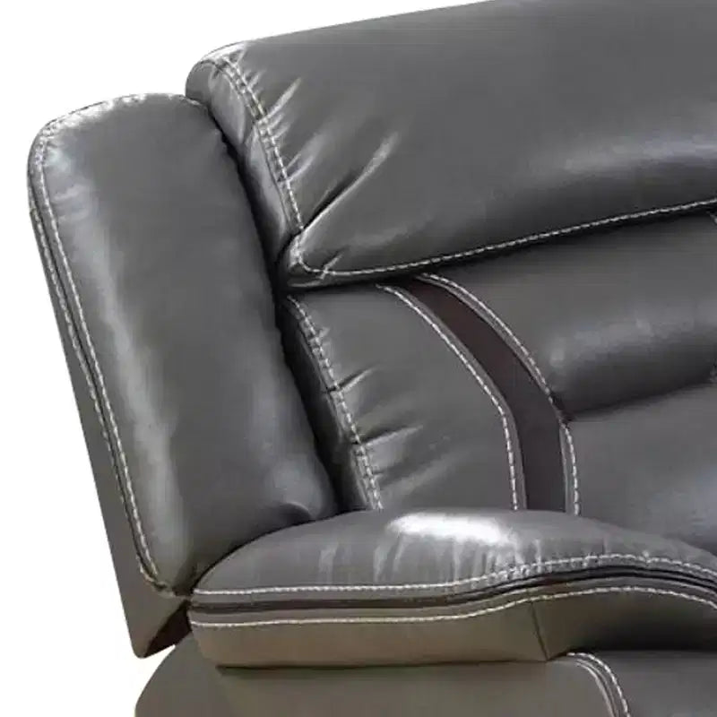 Royal Hampton 37 Inches Leatherette Glider Recliner with Pillow Arms, Gray