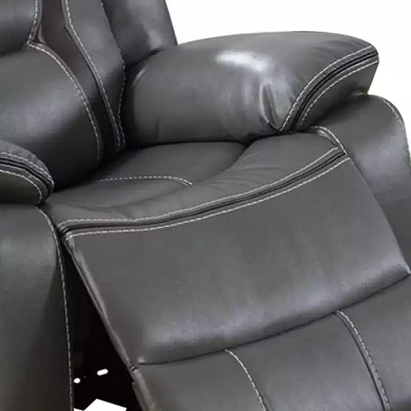 Royal Hampton 37 Inches Leatherette Glider Recliner with Pillow Arms, Gray