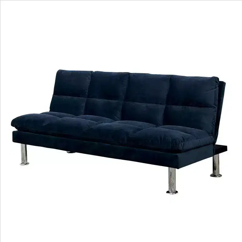 Royal Hampton Sofa with Tufted Padded Seating and Metal Legs, Blue