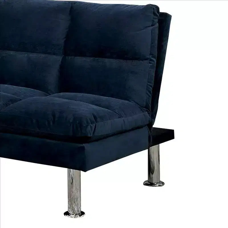 Royal Hampton Sofa with Tufted Padded Seating and Metal Legs, Blue