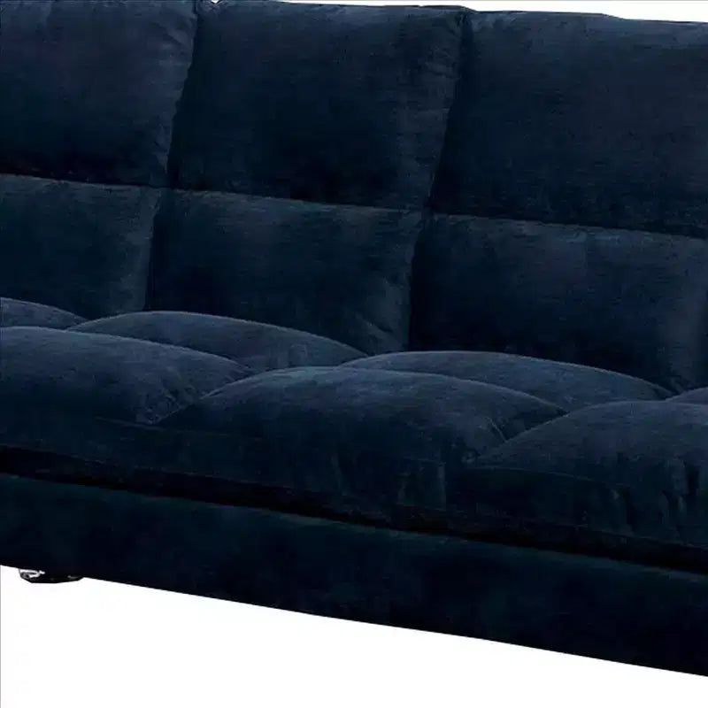 Royal Hampton Sofa with Tufted Padded Seating and Metal Legs, Blue