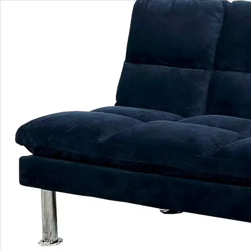 Royal Hampton Sofa with Tufted Padded Seating and Metal Legs, Blue