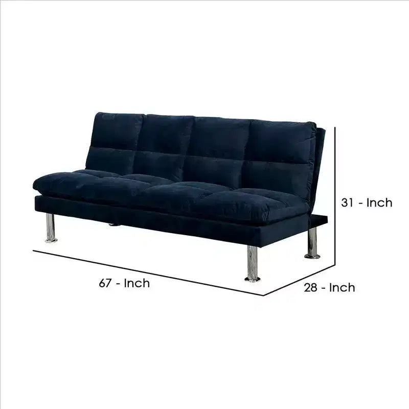 Royal Hampton Sofa with Tufted Padded Seating and Metal Legs, Blue
