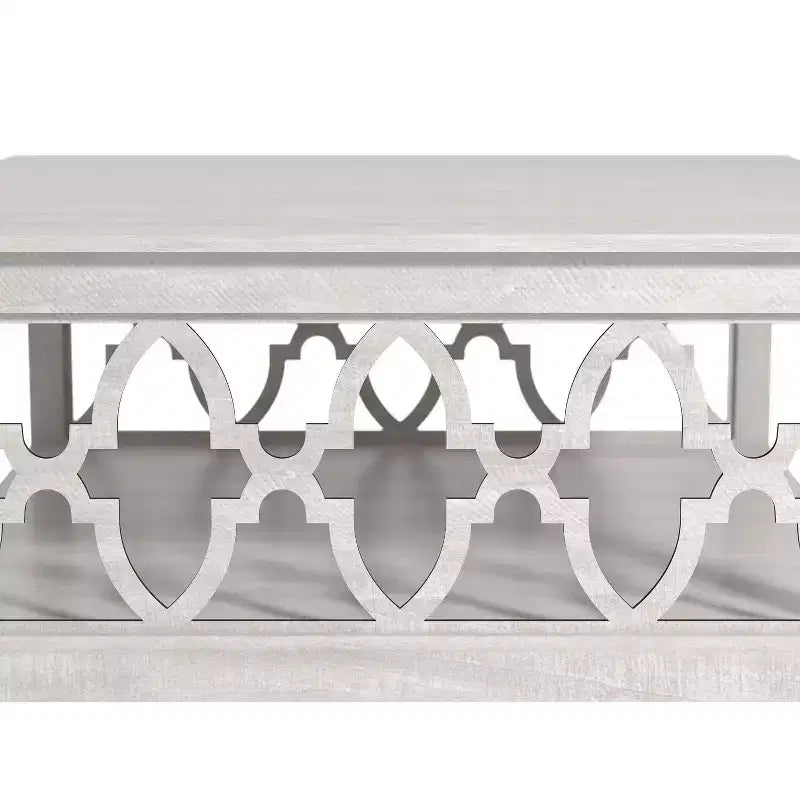 Galano Square Coffee Table with Storage Shelf in Dusty Gray Oak 34.9 W  34.8 D  17.1 H