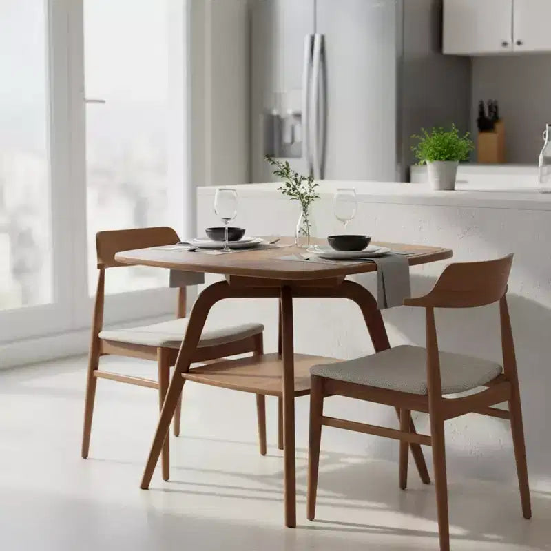 Homy Casa Wooden Dining Table with Storage Shelf