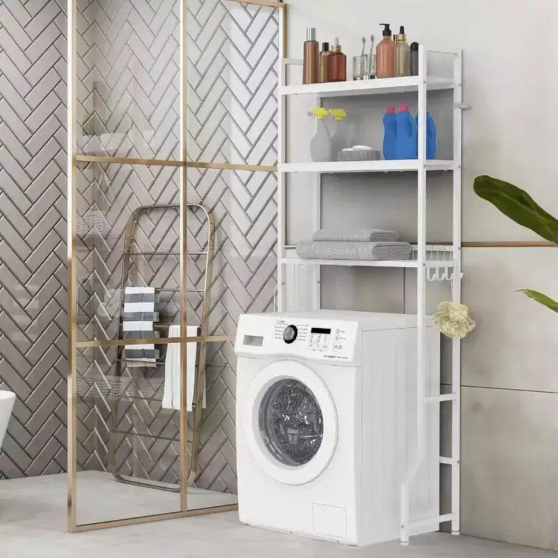 Over Toilet Storage 3 Tier Bathroom Organizer White Wooden Space Saver Above Toilet Restroom Laundry Rack Freestanding