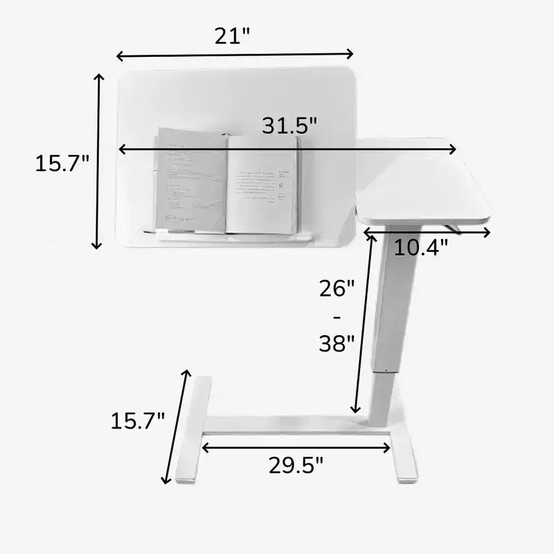 GDFStudio Phaedra Modern Foldable Bedside Table with Wheels and Adjustable Height