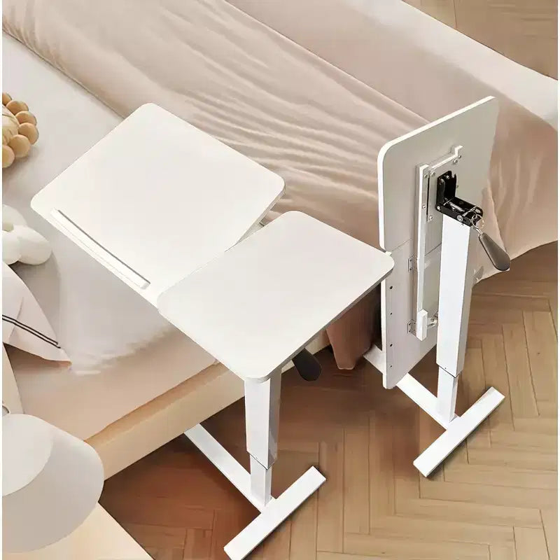 GDFStudio Phaedra Modern Foldable Bedside Table with Wheels and Adjustable Height
