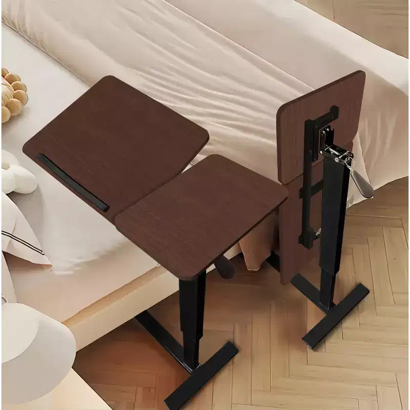 GDFStudio Phaedra Modern Foldable Bedside Table with Wheels and Adjustable Height