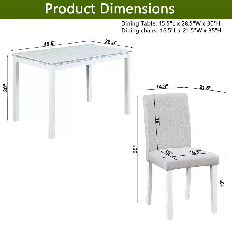 GDFStudio Galen Farmhouse 5-Piece Dining Set with Wooden Rectangular Table and 4 Upholstered Chairs