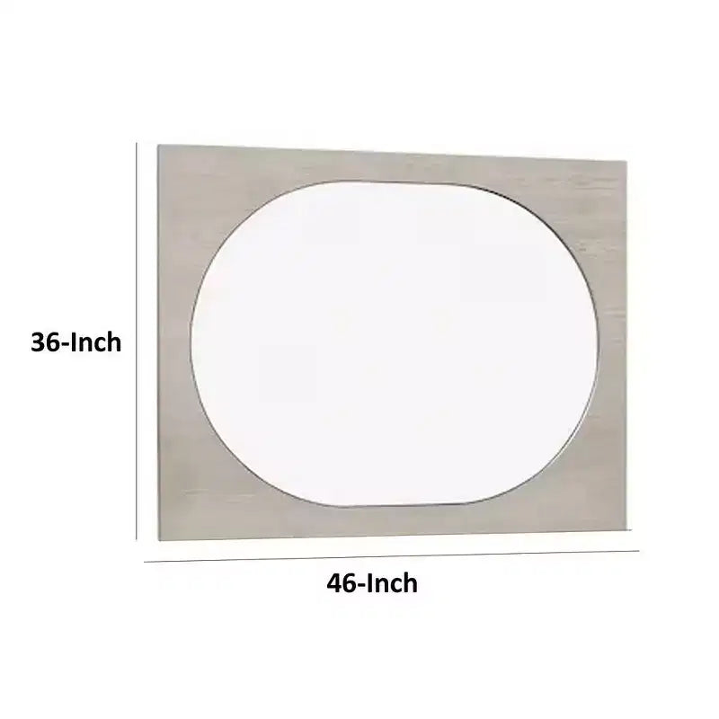 Royal Hampton Mirror, Round Beveled Edges, White Oak Solid Rubberwood 36x46