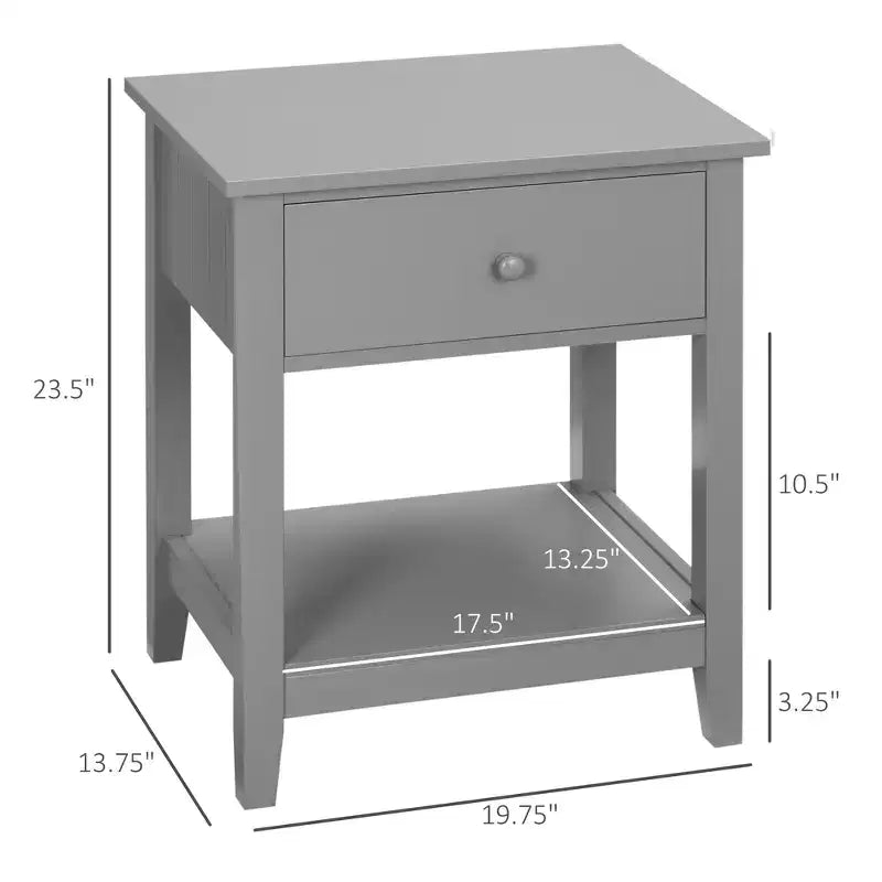 End Table, 2-tier Side Table with Drawer and Storage Shelf, Modern Side Table for Living Room