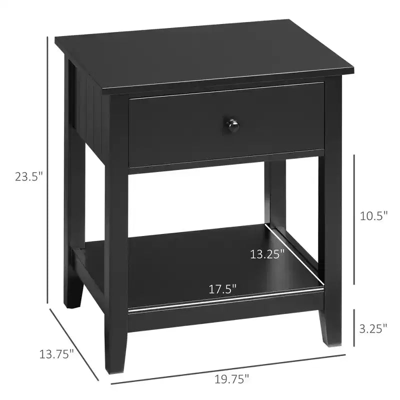 End Table, 2-tier Side Table with Drawer and Storage Shelf, Modern Side Table for Living Room